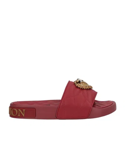 Dolce & Gabbana Slide Sandals In Red