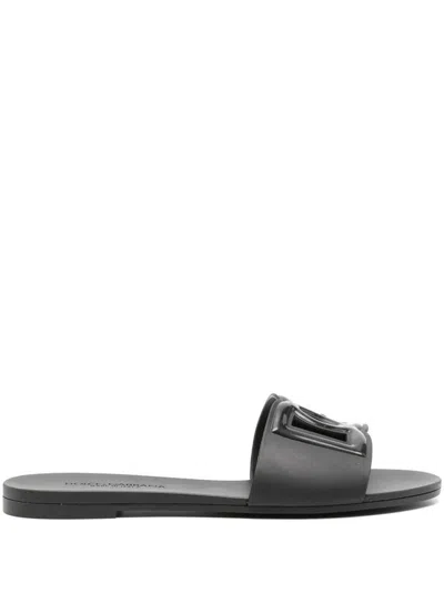 Dolce & Gabbana Slide Sandals With Cut-out Detail In Black