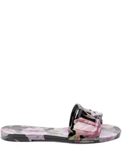 DOLCE & GABBANA SLIDE SANDALS WITH PRINT