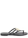 Dolce & Gabbana Women Black Thong Sandals With Logo Plaque On The Front In Rubber Woman In Black