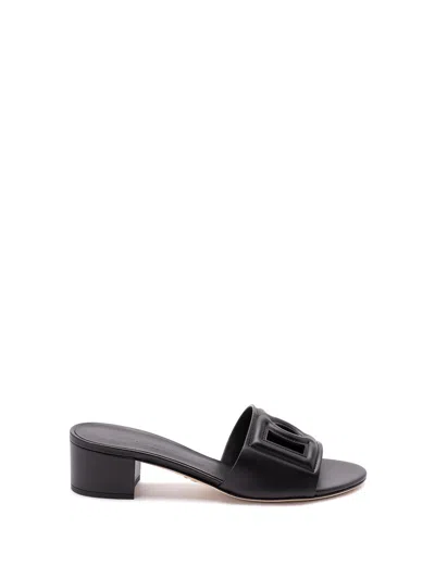 DOLCE & GABBANA CALFSKIN SLIDERS WITH `DG` LOGO
