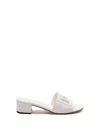 Dolce & Gabbana White Mules With Low Heel And Dg Millennials Detail In Smooth Leather Woman In White