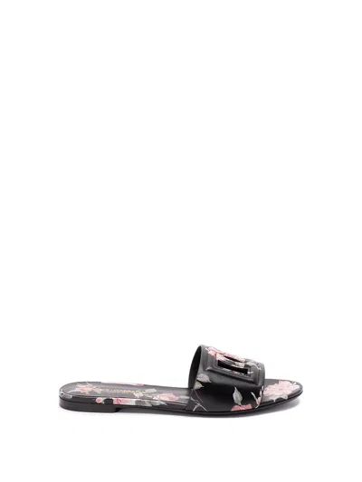 DOLCE & GABBANA SLIDERS WITH FLORAR PRINT