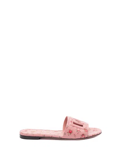 Dolce & Gabbana Sliders With Florar Print In Pink