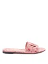 Dolce & Gabbana Dg Interlock Floral-printed Leather Slide Sandals In Pink