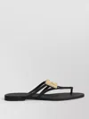 Dolce & Gabbana Women Black Thong Sandals With Logo Plaque On The Front In Rubber Woman In Black