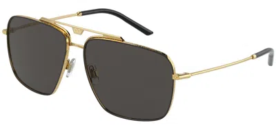 Pre-owned Dolce & Gabbana Slim Dg 2264 Gold/grey (02/87) Sunglasses In Gray