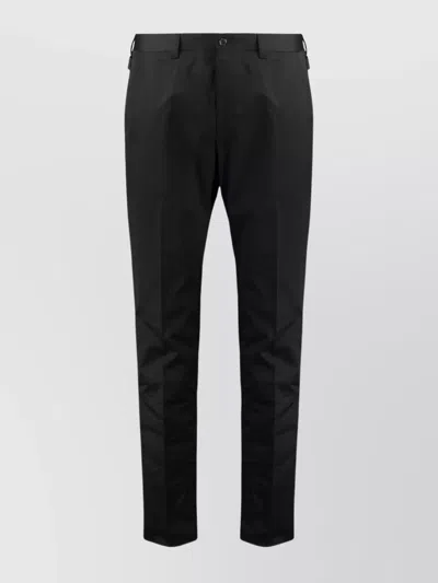 Dolce & Gabbana Slim Fit Cotton Trousers With Back Pockets In Black