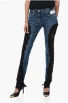 DOLCE & GABBANA SLIM FIT DARK WASHED DENIMS WITH LACE BOTTOM 14CM