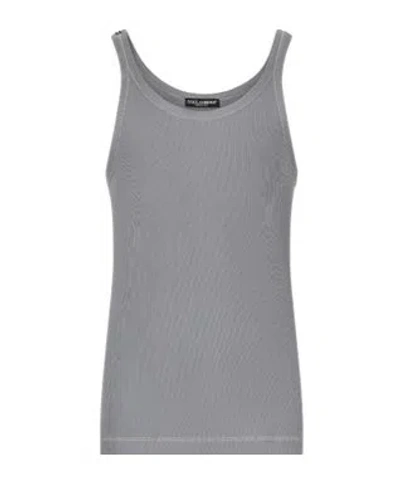 Dolce & Gabbana Scoop-neck Cotton Tank Top In Grey