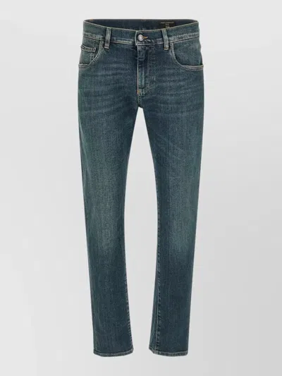 Dolce & Gabbana Slim Fit Jeans Belt Loops Back Pocket In Brown