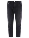 Dolce & Gabbana Logo Plaque Tapered Leg Jeans In Blue