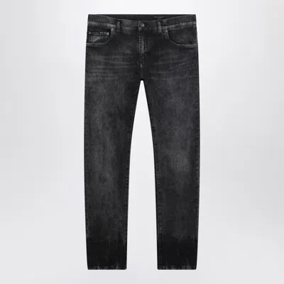 Dolce & Gabbana Slim-fit Jeans In Black Washed-effect Denim In Gray