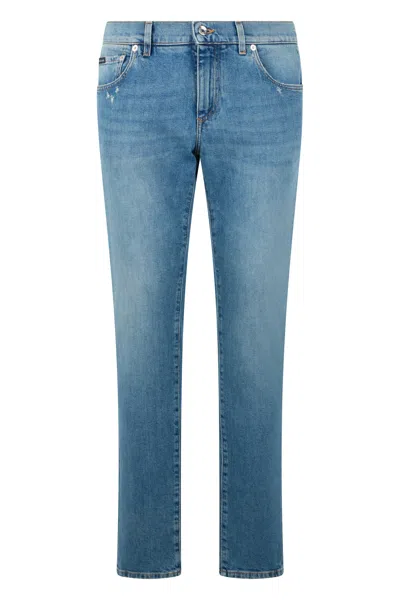 Dolce & Gabbana Slim Fit Jeans In Cotton In Blue