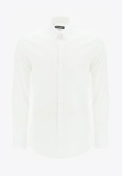 Dolce & Gabbana Slim Fit Long-sleeved Shirt In Stretch Cotton In White