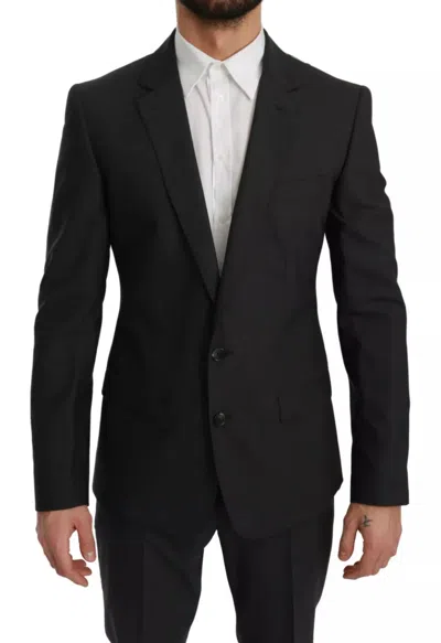 Dolce & Gabbana Slim Fit Martini Wool Gray Suit In Black