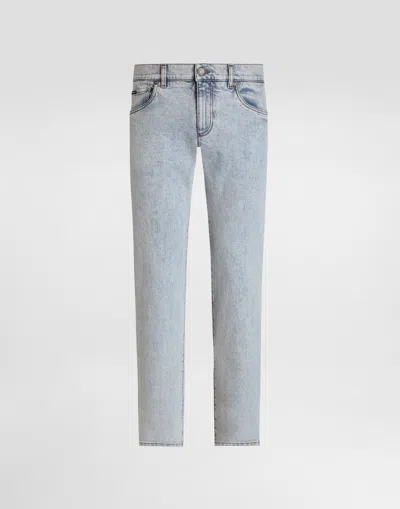 Dolce & Gabbana Slim-fit Stretch Cotton Jeans With Tag In Multicolor