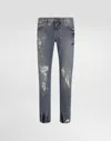 Dolce & Gabbana Jeans Slim In Cotone Stretch Con Placca In Variante Abbinata