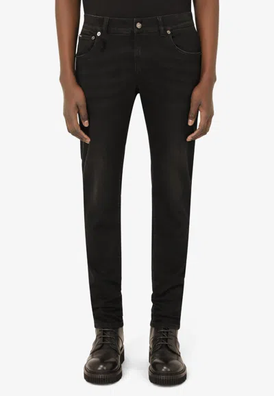 Dolce & Gabbana Slim-fit Stretch Jeans In Black