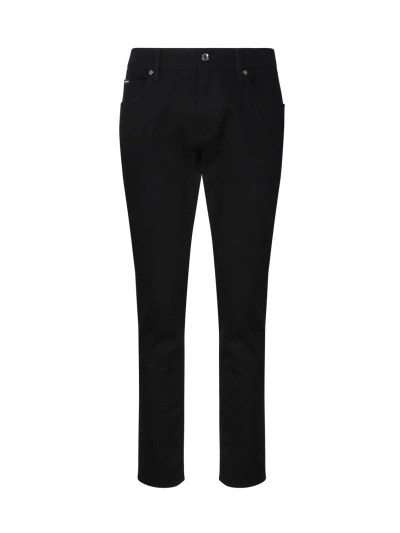 Dolce & Gabbana Slim Five-pocket Model Jeans In Washed Black Stretch Denim