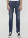 Dolce & Gabbana Washed Slim Fit Stretch Denim Jeans In Light Blue