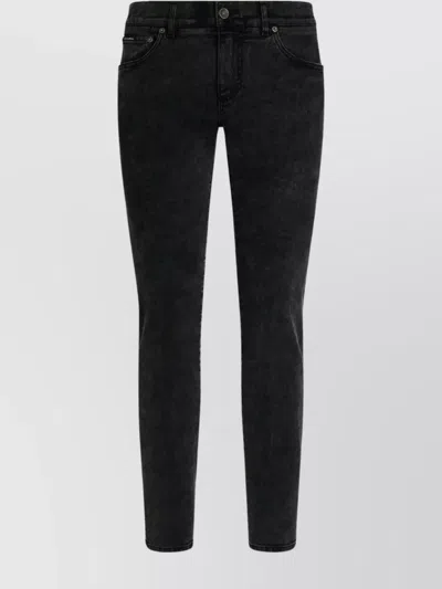 Dolce & Gabbana Slim Jeans With Faded Effect And Five Pocket Design In Black