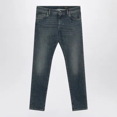 Dolce & Gabbana Slim Stretch Light Washed Jeans In Blue