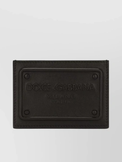 DOLCE & GABBANA SLIM TEXTURED LEATHER LOGO CARDHOLDER