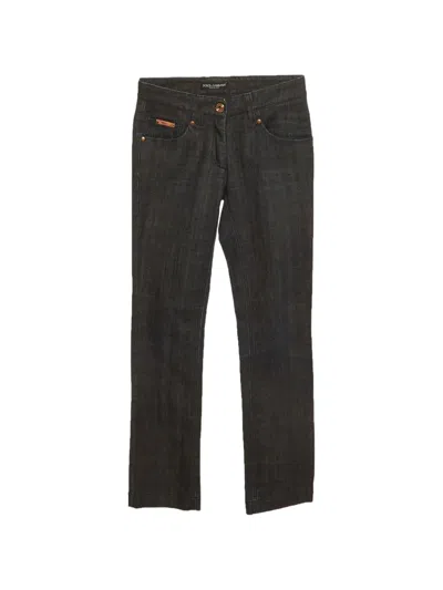 Pre-owned Dolce & Gabbana Slim-fit Logo-plaque Jeans In Blue