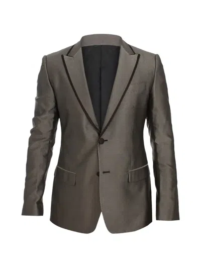 Dolce & Gabbana Slim Fit Silk Two Button Blazer In Brown