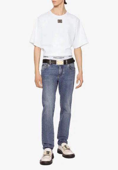 Dolce & Gabbana Slim-fit Stretch Jeans In Blue