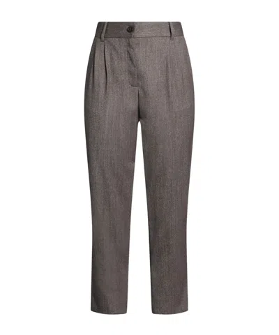 Dolce & Gabbana Slim-fit Two-tone Wool Leggings In Grey
