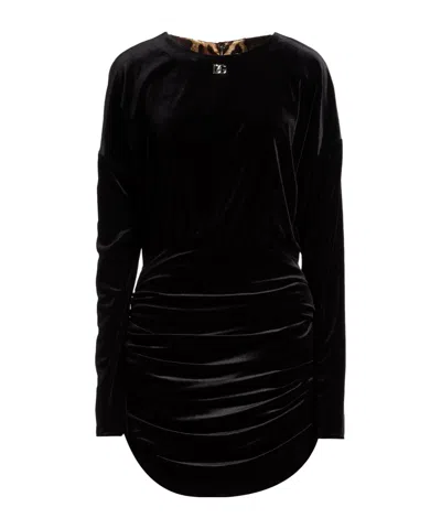 Dolce & Gabbana Slim-fit Velvet Dress In Black