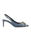 Dolce & Gabbana 60 Crystal-embellished Patchwork Denim Pumps In Blue