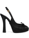Dolce & Gabbana Satin Slingback Platform Shoes In Nero