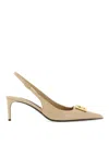 Dolce & Gabbana Lollo 60 Slingback Pumps In Polished Leather In White