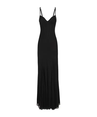 Dolce & Gabbana Satin Corset Dress In Nero