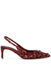 Dolce & Gabbana Tulle Slingbacks With Sequin Embellishment In Bordeaux