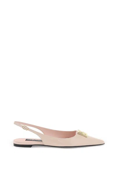 Dolce & Gabbana Lollo Patent Slingback Ballerina Flats In Pink