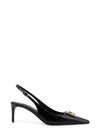 Dolce & Gabbana Black Leather Pointed Toe Slingback Heels In Black