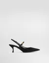 Dolce & Gabbana Leather Slingback Mules In Black