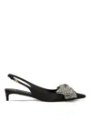 Dolce & Gabbana Satin Slingbacks With Rhinestone Embellishment In Black