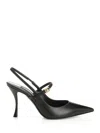 Dolce & Gabbana Pointed Toe Slingbacks With Delicate Ankle Strap In Black