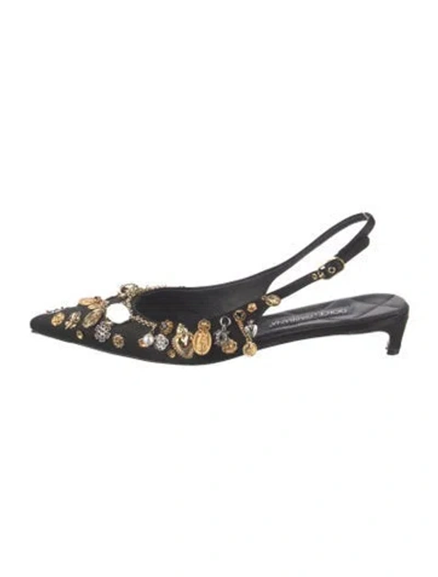 Pre-owned Dolce & Gabbana Slingback Flats In Black