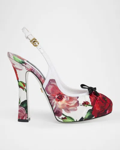 DOLCE & GABBANA SLINGBACK FLORAL BALLERINA STILETTO PUMPS