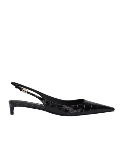 Dolce & Gabbana Cocco Print Leather Slingback Dãcol In Black