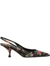 Dolce & Gabbana Women Lollo Slingback In Printed Leather In Black
