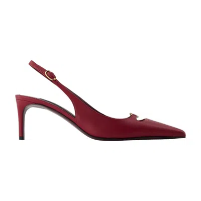 Dolce & Gabbana Slingback Nap Paint Silk Pumps In Bordeaux