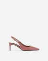 Dolce & Gabbana Pink Slingback With Metallic Logo In Patent Leather Woman In Pink