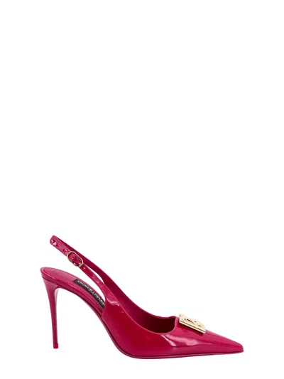 Dolce & Gabbana Polished Calfskin Slingbacks In Cyclamen